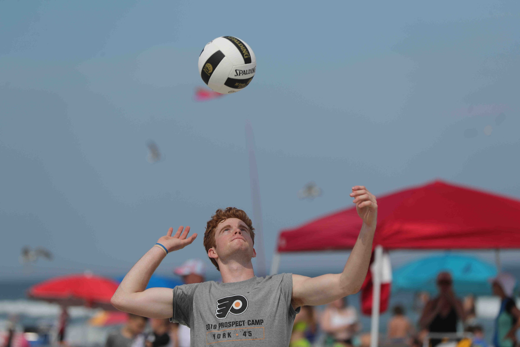 Philadelphia Flyers prospects sign autographs and play volleyball